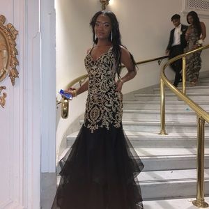 Custom Black and Gold Prom Dress